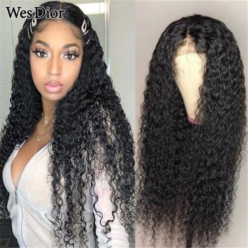 Kinky Curly Lace Front Human Hair Wigs For Women Pre-Plucked Brazilian Curly Human Hair Wigs With Baby Hair 4x4 Lace Closure Wig