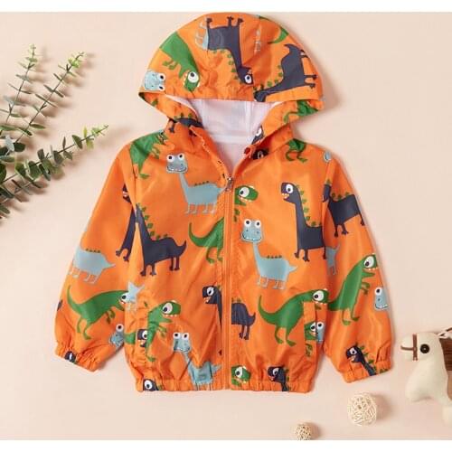 PatPat Cute Dinosaur Print Hooded Jacket For Boys