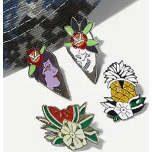 Fashion hot sale flower head series fruit flowers badge brooch personality generous shirt backpack jewelry friends gifts