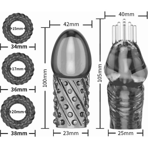 Reusable Condom Cock Rings Silicone Penis Enlargement Condoms Penis Extension Sleeves For Adults Intimate Goods Adult sex toys