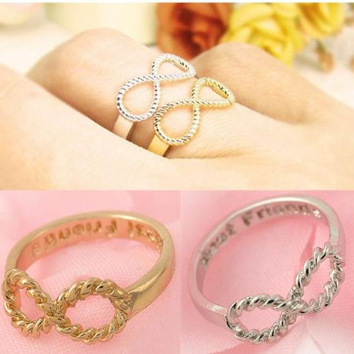 Fashion Women Lucky Ring Jewelry Crystal Best Friend Friendship Bridal Anniversary Engagement Ring