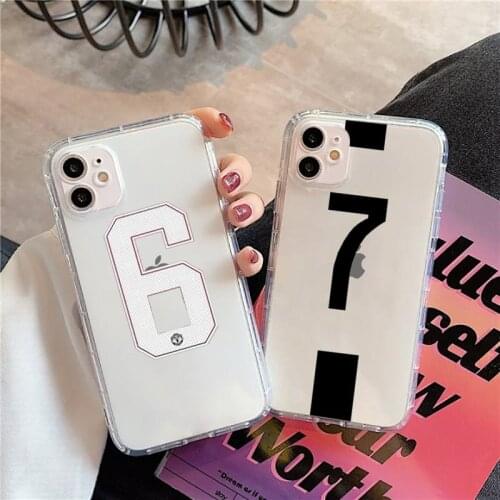 Phone Case For iphone 12 11 8 7 6s 6 5 5s 5c se plus mini x xs xr pro max Football number Transparent soft