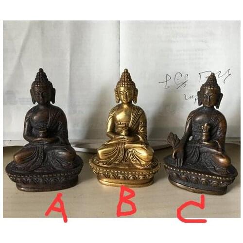 Folk Tibet Tibetan Brass Buddhism Shakyamuni Medicine Buddha Statue Figurine please choice A or B or C