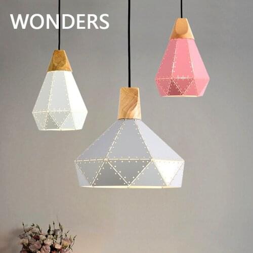 Nordic Creative diamond Chandelier Simple lustre dining room livingroom bedroom decorative pendant lamp Solid wood pendant light