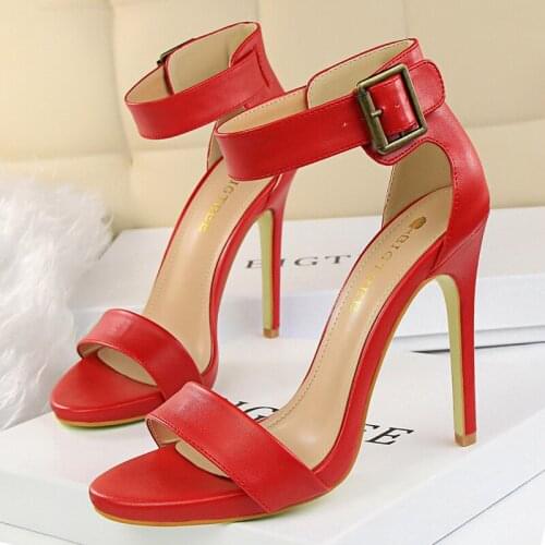 High Heel Shoes Womens Sandals Elegant Womens Summer Shoes On Heels 11.5cm Women Pumps Ladies Shoes Party Pumps Buckle Sandals