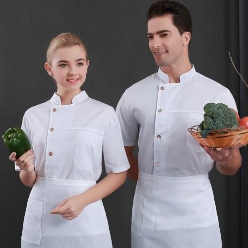 Wholesale Unisex restaurant Uniform Bakery Food Service Short Sleeve Breathable Double Breasted new chef uniform Cooking clothes