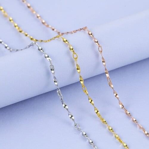 Three Color For Choice 0.7mm thickness Sterling Silver Necklace Yellow Gold White G Rose Gold Chain Necklace