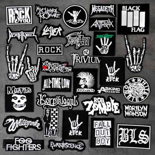 ROCK BAND PUNK DIY Embroidery Applique Ironing Clothing Sewing Supplies Decorative Badges Classic MUSIC