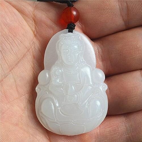 Afghanistan Guanyin Buddha pendant natural jade Guanyin sitting on a lotus pendant pendant male and female models