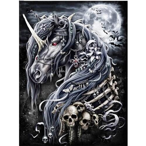 Full Diamond Embroidery,moon skull unicorn painting,Diamond Painting Christmas,Cross Stitch,3D,Diamond Mosaic,Home Decor Z396