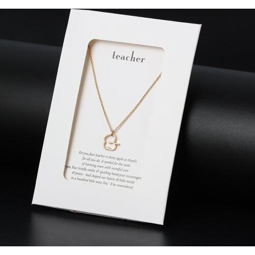 Wish Card 1pc Hollow Apple Handcuffs Charm Link Chain Necklace Fashion Jewelry With Envelope for Teacher CN89