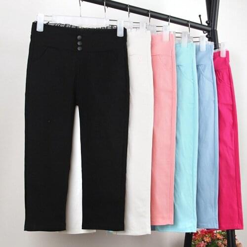 Casual Leggings 2019 Summer Korean Version Of Twill Woven Cropped Trousers Slim Pants Women