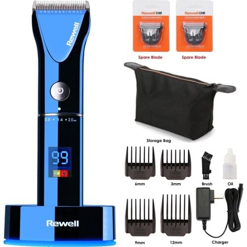 Professional Electric Hair Clipper Titanium Lithium Rechargeable Hair Trimmer Beard Razor Men Salon Hair Cutting Machine LED Red