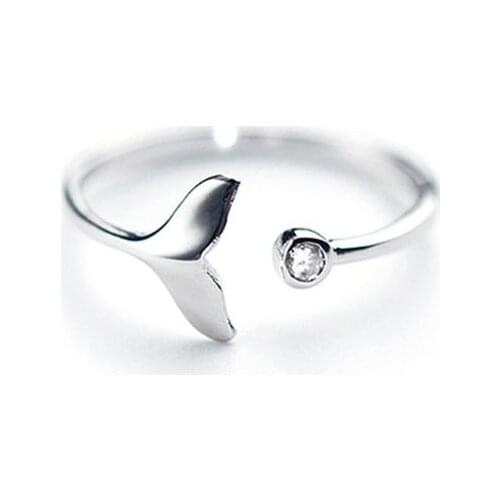 Simple Trendy Genuine 925 Sterling Silver Solid Exquisite Whale Tail PlainBand Ring Adjustable Romantic Jewelry Gift J60E
