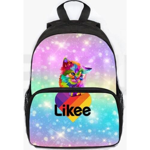 Likee App Backpack "LIKEE 1 (Like Video)" Bag for Kids 3D Russia Type 13 Inch Zipper Cat Kindergarten Backpack School Bags