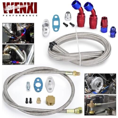 T3 T4 T3/T4 T70 T66 TO4E Turbo Oil Feed Line Oil Return Line Oil Drain Line Kit blue and red WX-TOL21