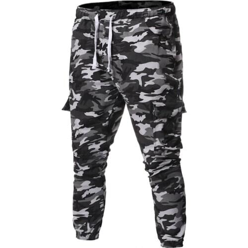 Outdoor 2019 Spring Autumn Drawstring Elastic waist joggers running GYM sweatpants mens sport camouflage harem track trousers