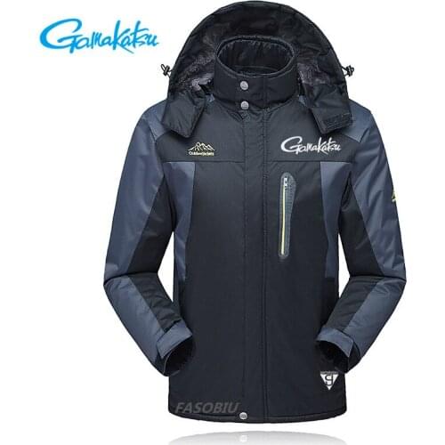 Winter Gamakatsu Fishing Clothes Mens Outdoor Plush Waterproof Fishing Jacket Rock Climbing Ski and Cold Fishing Jacket L-9XL