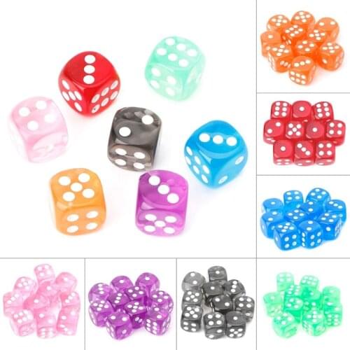 10 pcs Six Sided 15mm Transparent Cube Round Corner Portable Table Playing Games