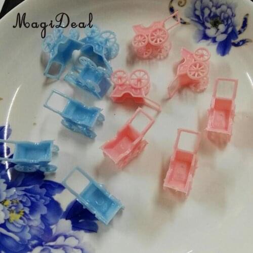 MagiDeal 12pcs Cute Plastic Mini Carts Kids Toys Baby Shower Party Favors Blue/Pink Home Decor Gift