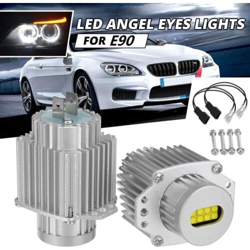 2Pcs Angel Eyes CANbus 80W LED Headlight Marker Light Bulbs Error Free for -BMW E90 E91 3 Series 2005-2008 Super White