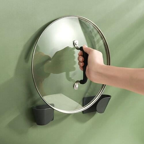 2pcs/set Adjustable Wall Mounted No Punch Pot Lid Holder Multi-function Cutting Board Pan Cover Holder Kitchen Cooker Stand