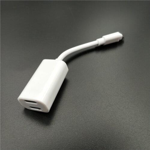 2 in 1 Double Jack Audio Adapter for iPhone 7/8/X for iOS11 Charging Music or Call For Lightning Charging Adapter earphone