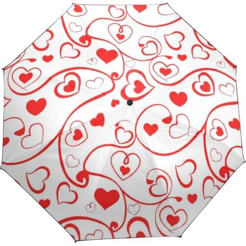 3 Folding Parasol Sun Protection Anti-UV Sun and Rain Umbrellas Heart Pattern Windproof Women Umbrella Automatic Lady Umbrella