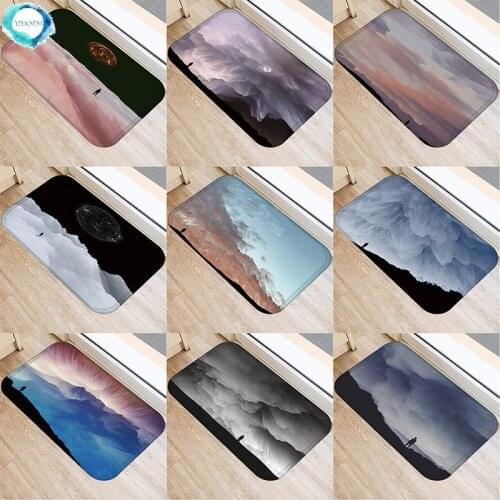 40x60cm Kitchen Mat Entrance Doormat Bedroom Hallway Floor Decoration Carpet Bathroom Absorb Water Anti-slip Mat Home Sky Rugs