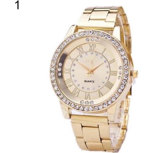 50%HOT Women Fashion Stainless Steel Analog Quartz Wrist Watch Rhinestone Wristwatch