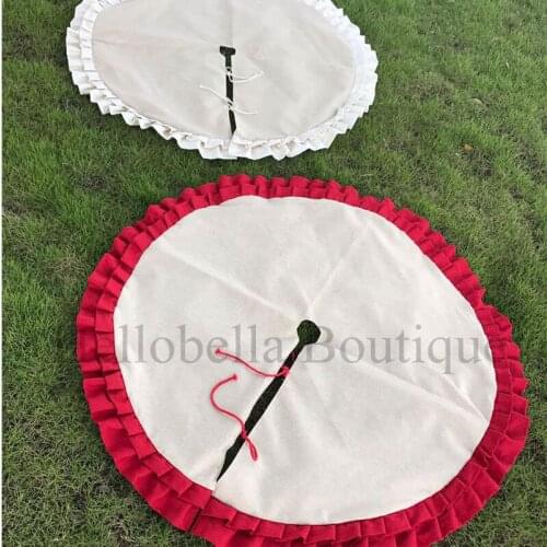 50pcs/lot Wholesale Ruffles Burlap Christmas Tree Skirt for Holiday Christmas Decorations Monogrammed