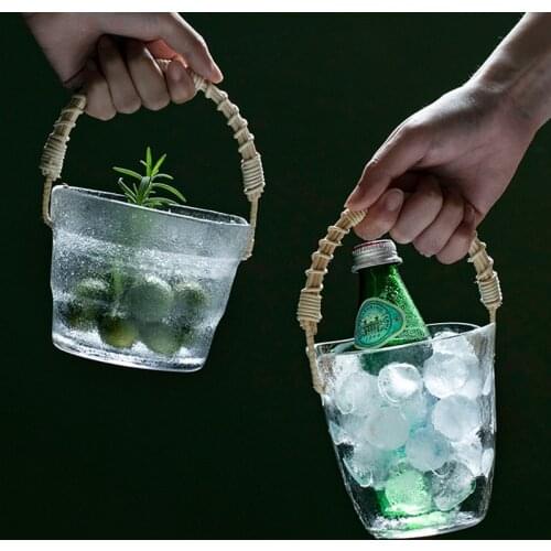 500/600ml Glass Ice Bucket Bar Nightclub Red Wine Champagne Whiskey Beer Bucket KTV Bars Night Party Wine Bottle Cooler Barware