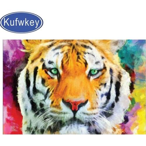 Diy 3d cross stitch diamond painting tiger full drill square round diamond embroidery mosaic animal king home decoration