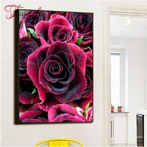 Home Decoration Diamond full Painting rhinestone Cross Stitch rose flower Diy Diamond Embroidery Floral Diamond Mosaic Wall