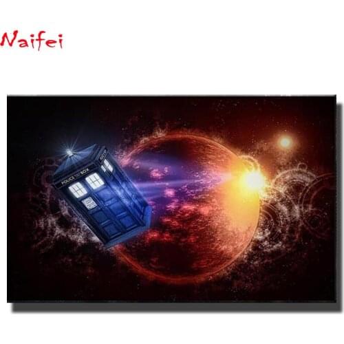 5d Diy Diamond Embroider Alien Planet Phone Booth Diamond Painting Full Round/Square Drill Cross Stitch Mosaic Home Decor Craft
