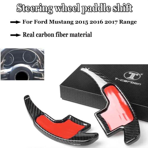 Car styling Real Carbon Fiber Steering Wheel Shift Paddles Extension Shifters Gear kit For Ford Mustang 2015 2016 2017 Range