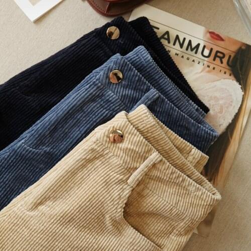 Women Autumn Winter Corduroy Long Harem Pants Zipper Fly High Waist Thicken Vintage Trousers Ankle Length