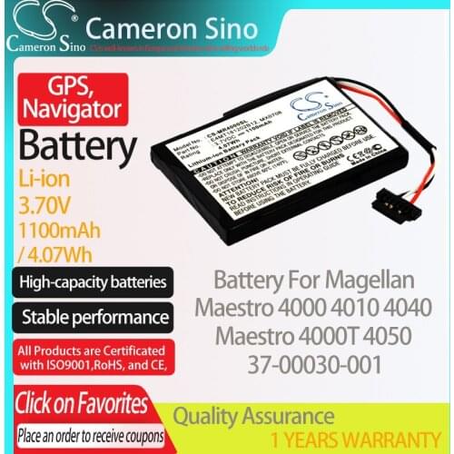 CameronSino Battery for Magellan Maestro 4000 4010 4000T 4040 4050 fits Magellan 37-00030-001 MX0708 GPS,Navigator battery 3.70V