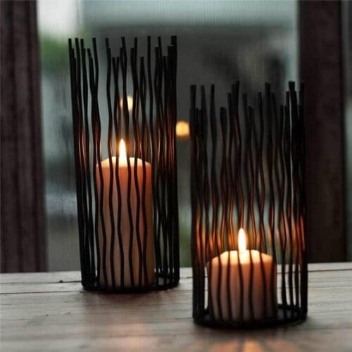 Black Bohemian Style Metal Desk Stand Candle Holders Wedding Candlestick Home Decoration