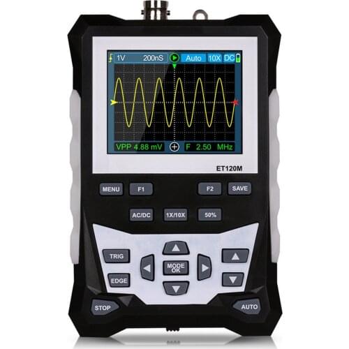 DS0120M Digital Oscilloscope 320x240 2.4 Inch TFT Screen Oscilloscope 120MHz Bandwidth 500MSa/s Sampling Rate Backlight Tool
