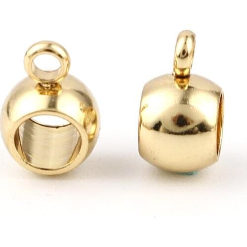 DoreenBeads Stainless Steel Bail Beads Round Gold Color Metal DIY Making Necklace Bracelets Beads Jewelry Findings 9mmx6mm,5PCs