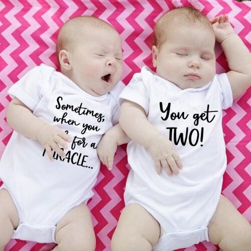 Twin Outfits Twin Baby Gift Onesie Twin Baby Onesies Baby Girls Boys Summer Short Sleeve Bodysuits Twins Baby Shower Present