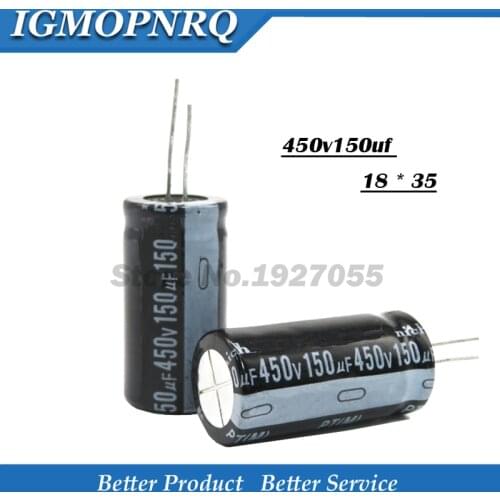 5PCS 450v150uf 150uf450v 18*35 450v 150uf 18x35 Electro Electrolytic capacitor 450v150 18*35
