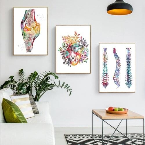 Graffiti Skeletal Body Structure Wall Art Posters Print on Canvas Wall Pop Art Decorative Picture for Living Room Decor No Frame