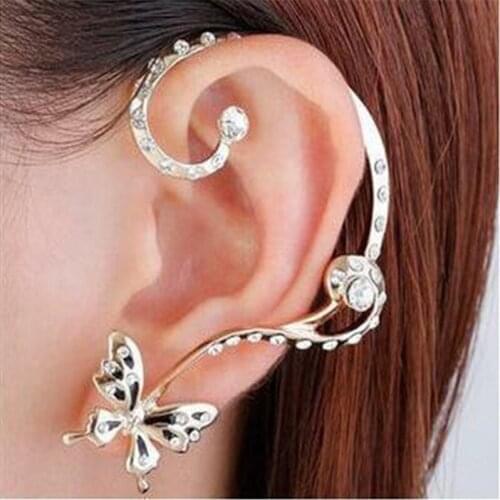 HCYP Fashion Zinc Alloy Hot Selling Popular Jewelry Sweet Exaggerated Exquisite Crystal Stud Asymmetric Butterfly Stud Earrings