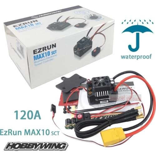 Hobbywing EZRUN Max10 120A ESC Waterproof Brushless ESC 1/10 SCT RC Hobby Truck MAX10-SCT 120A