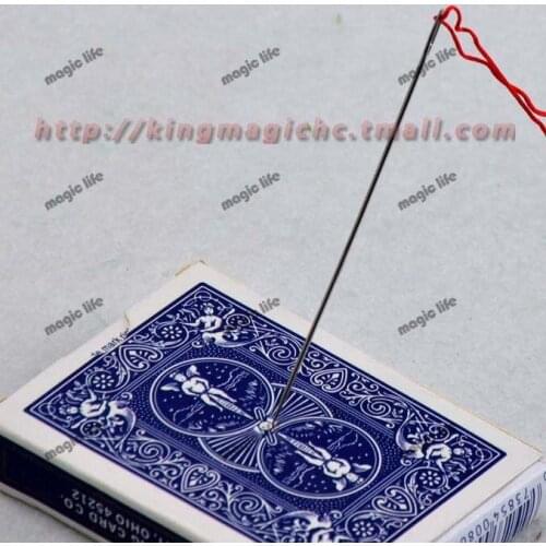 Needle through Deck magic tricks magic props magic toys 2pcs each lot
