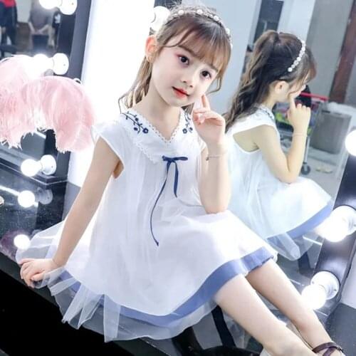 Toddler Baby Girl Summer Dress Kids Cute Mesh Embroidery Hanfu Princess Dress For Girls Sleeveless Bow Party Dress 2 3 4 5 6 7