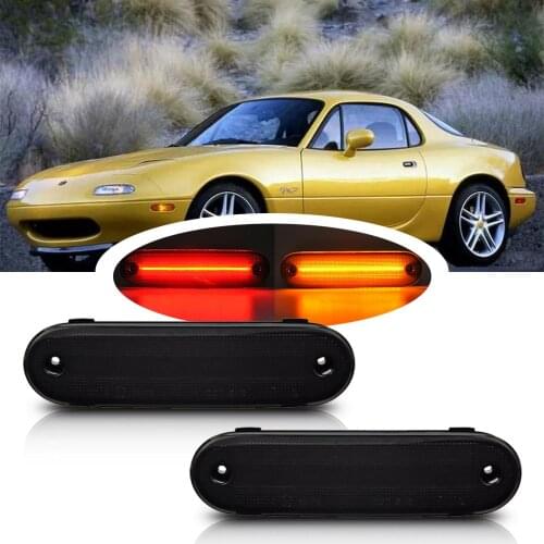 Smoked Front Amber /Rear Red LED Side Marker Light Signal Lamp For Mazda Miata NA NB MX-5 1990-2005 Driver Corner/Park Lamp