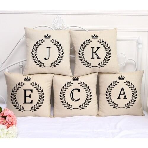 Linen print home decorative throw pillow case decorate sofa cushion cover Square 45x45cm Casual 26 Letters New Fashion Design